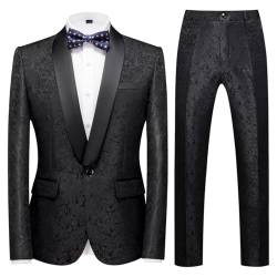 Stilvoller Herren-Smoking-Anzug mit einem Knopf, Paisleymuster, Weste, Hose, Dinner-Party, Abschlussball, Schwarz, XL von TRONSTORE ㅤ