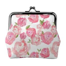 Aquarell Blumen, Leder-Geldbörsen, Geldbörsen, Leder-Wechseltasche mit Kussverschluss-Schnalle von TRUIGYN