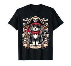 Piraten-Katzen-Shirt, lustiges Halloween-Katzen-Shirt, Jolly Roger, Katzenliebhaber T-Shirt von TS - SHOP