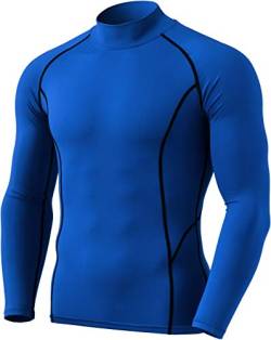 TSLA Thermale Kompressionsunterwäsche Wintergear Sport Langarm-Shirt mit Fleece-Futter für Herren, Yut56 1pack - Blue, L von TSLA