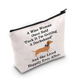 Kosmetiktasche für Hundebesitzer, Motiv: Dackel, mit Aufschrift "A Wise Woman Once Said Fuck it,I'm Getting a Dachshund", Geschenk für Hundebesitzer, U.a Dackel, M von TSOTMO