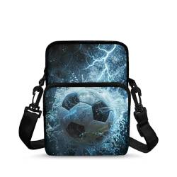 TSOVTHRID Damen 2-lagige Umhängetasche, Reisetasche, Umhängetasche, Hüfttasche, Handygeldbörse, Soccer Water Lightning – Blau, One Size von TSOVTHRID