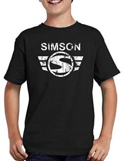 Simson Logo T-Shirt Kinder 98/104 Schwarz von TShirt-People