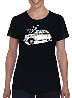 TSP Oldtimer Ente 2CV Yountimer Damen T-Shirt S Schwarz von TShirt-People