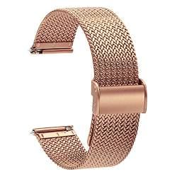 TStrap Mesh Uhrenarmband Metall 20mm - Schnellverschluss Ersatz Uhrenarmbänder für Herren Damen - Mailänder Smartwatch Armband aus Edelstahl Roségold - 16mm 18mm 20mm 22mm von TStrap