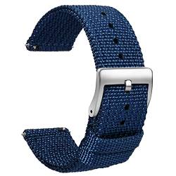 TStrap Nylon Uhrenarmband 20mm - NATO Stil Armband Weiches Blau Schnellverschluss Uhrband – Canvas Militär Uhrenarmbänder Herren und Damen – Smart Uhrenarmband - 18mm 20mm 22mm 24 mm von TStrap