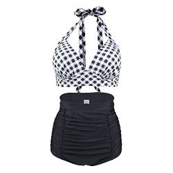 Badeanzüge Damen Zweiteilige Shorts Retro Polka Dot Hohe Taille Bikini Set Zweiteiliger Badeanzug Badeanzug Rock, weiß, 44 von TTNTTR