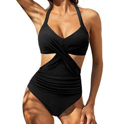 TTNTTR Damen Einteiler Badeanzug Monokini Frauen Push Waist Wickelanzug Badeanzug Bademode Baden Hoch Bademode Bademode Bademode Badeanzug für mich, Schwarz , 12 von TTNTTR