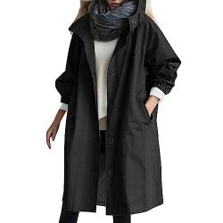 TTNTTR Trenchcoat Damen Langer Mit Pattentasche Kaze Tunnelzug Erwachsene Stilvolle Modisch Regenbekleidung Leichte Mittleres üBergangsmantel Lockerer Schnitt Herbst Winter von TTNTTR