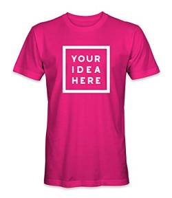 Unisex Mann Frau T-Shirt Top mit Eigenem Deine Idee Selbst Gestalten - Ringgesponnene Baumwolle - Vollfarbiger Druck - S |Fuchsia Pink| von TULLUN