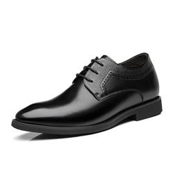 TUMAHE Herren Aufzug Schuhe Unsichtbare Höhe Erhöhen Leder Brogues Schnüren Versteckte Ferse 6Cm / 2,36 Zoll Höhere Freizeitschuhe,6cm Black,41 EU von TUMAHE