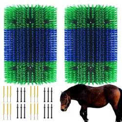 Kratzbürste für Vieh, Pferdebürste mit 6 Schrauben, Ziegenkratzer, Set zur Linderung von Juckreiz auf dem Rücken für Vieh von TUOYIBO
