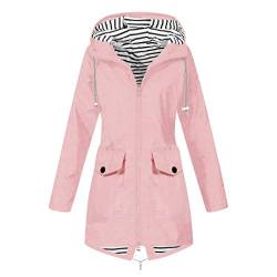 TUQIDEWU Regenjacke Damen Wasserdicht Mantel Damen mit Kapuze Outdoor Windjacke Ubergangsmantel Damen Frühling Jacke Outwear Windbreaker mit Taschen von TUQIDEWU