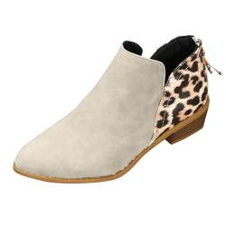 TUQIDEWU Stiefeletten Damen Leopardenmuster Stiefeletten Damen mit Absatz Kurze Stiefel Chunky Heel High Heels Stiefel Stiefel Damen Plateau Stiefel Damen Elegant und Bequem Damen Stiefel von TUQIDEWU