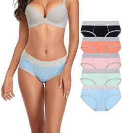 TUTUESTHER Damen Baumwolle Slips Nahtlos Unterwäsche Taillenslips Dehnbare Unterhosen Bequeme Sport Panties Hipsters Mehrpack（L-EU 42, Hellblau/Grün/Pink/Orange/Schwarz） von TUTUESTHER