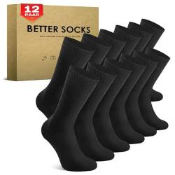 TUUHAW Tennissocken Herren Damen (12 Paar) Sportsocken Gepolstert Laufsocken Schwarz 39-42 von TUUHAW