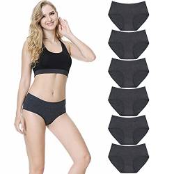 TUUHAW Unterhosen Damen Unterwäsche 6er Pack Baumwolle Slips Mittel Taille Panties Grau L von TUUHAW