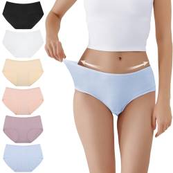 TUUHAW Unterhosen Damen Unterwäsche 6er Pack Baumwolle Slips Mittel Taille Panties Mehrfarbig03-S von TUUHAW