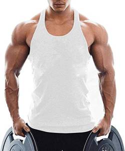 TX Apparel Herren Tanktop Fitness Stringer Gym Shirt Baumwolle Weiß WT-L von TX Apparel