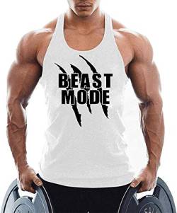 TX Apparel Herren Tanktop Fitness Stringer Schädel àrmellos Weste Gym Shirt Baumwolle, Weiß, L von TX Apparel