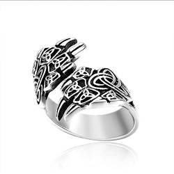 TYMONT Edelstahl Wikinger Bärenkralle Ring Nordic Celtic Knot Männer Und Frauen Fahrrad Motorrad Halloween Schmuck Geschenk,Silber,7 von TYMONT