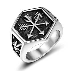 TYMONT Herren Siegelringe Europäische Und Amerikanische Eros Pfeil Edelstahl Ring Punk Lokomotive Retro Fashion Paar Ring,Silber,11 von TYMONT