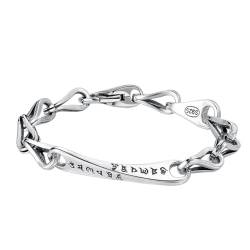 TYMONT S925 Sterling Silber Sechs-Zeichen-Armband, Buddhistisches Sechs-Zeichen-Armband Für Männer Und Frauen,Silber,18cm von TYMONT