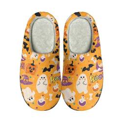 TYTUOO Halloween Hausschuhe für Frauen Männer Weiche Plüsch Warme Hausschuhe Slip On Haus Slides Schuhe Indoor Outdoor (White, 42) von TYTUOO