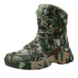 TYTUOO Herren Camouflage Cowboy Biker Stiefel Anti Rutsch Reiten Motorradstiefel Schnürung Outdoor Wandern Wandern Stiefeletten (Green, 46) von TYTUOO