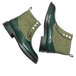 TYTUOO Herren Stiefeletten Schnürung Spitze Zehenpartie Niedriger Absatz Spleißen Casual Walking Kurze Stiefeletten Kleid Schuhe mit seitlichem Reißverschluss (Green, 42) von TYTUOO