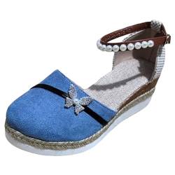 TYUIOP Sandalen Plateau Damen Espadrilles Für Damen Keilabsatz Plateau Rutschfeste Sandaletten Sportsandalen Sandalen Damen Weiß Schnürung Damenschuhe Weite H Plateau Sommerschuhe Damen von TYUIOP