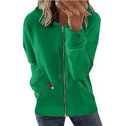 TYUNBD Damen Jacke Kapuzenjacke Loose Lässig Bequem Outdoorjacke mit Zipper Sweatshirt Einfarbig Oversized Fitness Übergangsjacke Klassische Sportlich Damenjacken Kapuzenpullover Mantel von TYUNBD