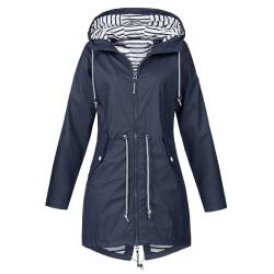 Windbreaker Damen Wasserdicht Regenmantel Windjacke mit Kapuze Leichte Wanderjacke mit Tasche Einfarbige Gefüttert Hooded Outdoorjacke Bequem Baggy Lang Sportjacke Übergangsjacke von TYUNBD