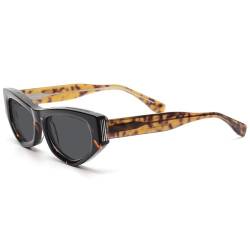 TYUVIVO Kleine Cat-Eye-Sonnenbrille für Herren und Damen, Acetat-Rahmen, polygonales Dreieck, Sonnenbrille, Retro-Reisebrille, C02 Schildpatt, Einheitsgröße von TYUVIVO