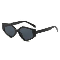 TYUVIVO Polygon Cat Eye Damen Sonnenbrillen Fashion Gradient Lens Eyewear Vintage Nieten Herren Sonnenbrillen,Schwarz Grau,Einheitsgröße von TYUVIVO