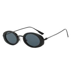 TYUVIVO Retro Kleine Ovale Damen Luxus Sonnenbrillen Fashion Punk Herren Trendy Gradient Sonnenbrillen Shades UV400,Schwarz Grau,Einheitsgröße von TYUVIVO