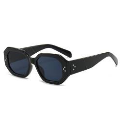 TYUVIVO Sonnenbrille Damen Vintage Retro Quadratisch Sonnenbrillen für Herren und Damen UV400 Schutz,Schwarz,Einheitsgröße von TYUVIVO