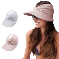 TYXHXTF 2 Stück Visor Cap Damen, Sonnenschutz Strand Hut, Sommerhut Strandhut, UV Schutz, Sonnenhut für Outdoor Golf Tennis Laufen Wandern (Weiß, Rosa) von TYXHXTF