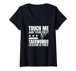 Damen Taekwondo-Lektion für kostenlosen Coach Lustiges Taekwondo T-Shirt mit V-Ausschnitt von Taekwondo Enthusiast Training Passion