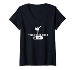 Damen Taekwondo-Modus auf lustigem Taekwondo T-Shirt mit V-Ausschnitt von Taekwondo Enthusiast Training Passion