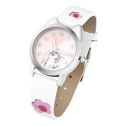 Taffstyle Kinder Armbanduhr Leder Katze Motiv Lederuhr Analog Quarz Bunte Uhr Farbige Kinderuhr Mädchen Lernuhr Mädchenuhr Weiß von Taffstyle