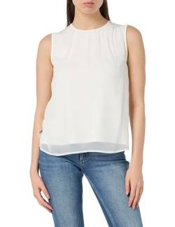 Taifun Damen Blusentop mit Chiffon-Layer ärmellos unifarben Offwhite 40 von Taifun