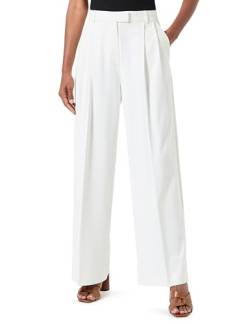 Taifun Damen Fließende Hose Wide Leg unifarben reguläre Länge Offwhite 48 von Taifun