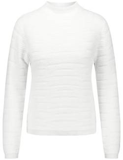 Taifun Damen Pullover mit Wellen-Struktur Langarm unifarben Offwhite 46 von Taifun