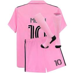 Taitann Fußballtrikot-Set für Kinder, Fussball Trikot T-Shirts mit Shorts und Socken, Nr.10 Heim/Auswärts Fußball Trikot, Football Jersey für Jungen Anzug (4-5 Jahre, Rosa) von Taitann