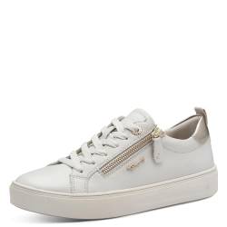 Tamaris COMFORT Damen Sneaker flach aus Leder mit Reißverschluss, Cremefarben (Offwhite Nappa), 44 EU von Tamaris