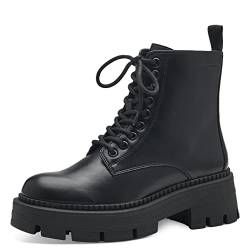 Tamaris Damen Combat Boots, Frauen Stiefeletten,TOUCHit-Fußbett,schnürstiefel,boots,stiefel,bootee,booties,halbstiefel,BLACK UNI,36 EU von Tamaris