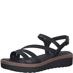 Tamaris Damen Sandaletten, Frauen Sandalen,Sommersandalen,bequem,flach,Sommerschuhe,Freizeitschuhe,offene Schuhe,Strandschuhe,Black,40 EU von Tamaris