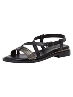 Tamaris Damen Sandaletten, Frauen Sandalen,TOUCHit-Fußbett,Strandschuhe,Sommersandalen,bequem,flach,Sommerschuhe,Black/Pewter,40 EU von Tamaris