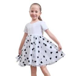 Tancefair Mädchenkleid Sommerkleid Kurzarm Freizeitkleid Rosa Prinzessin Tüll Party Hochzeit Kleid Alter 2-13 Jahre von Tancefair